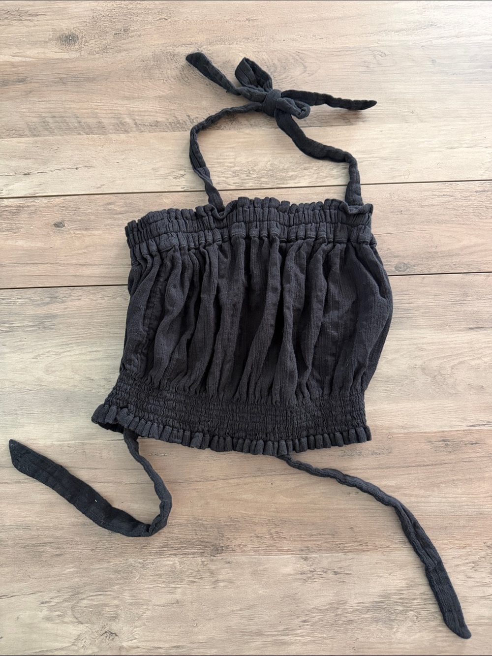 Rip Curl Black Smocked Halter Camisole